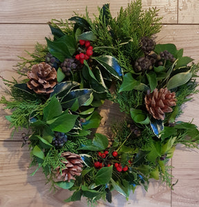 Wreath - Mixed foliage, Cones - £14.99 - 2 Styles